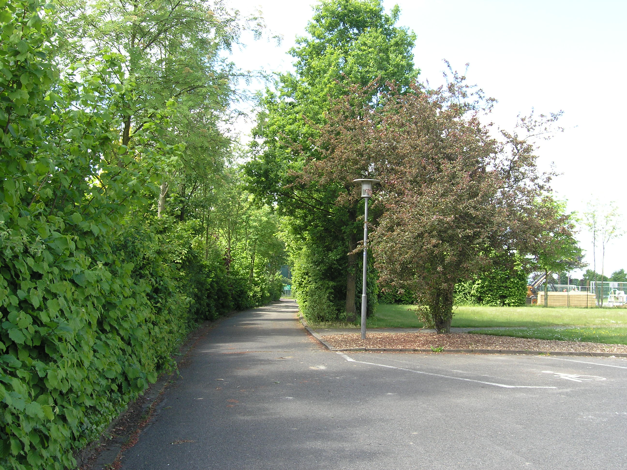 Weg links der Turnhalle